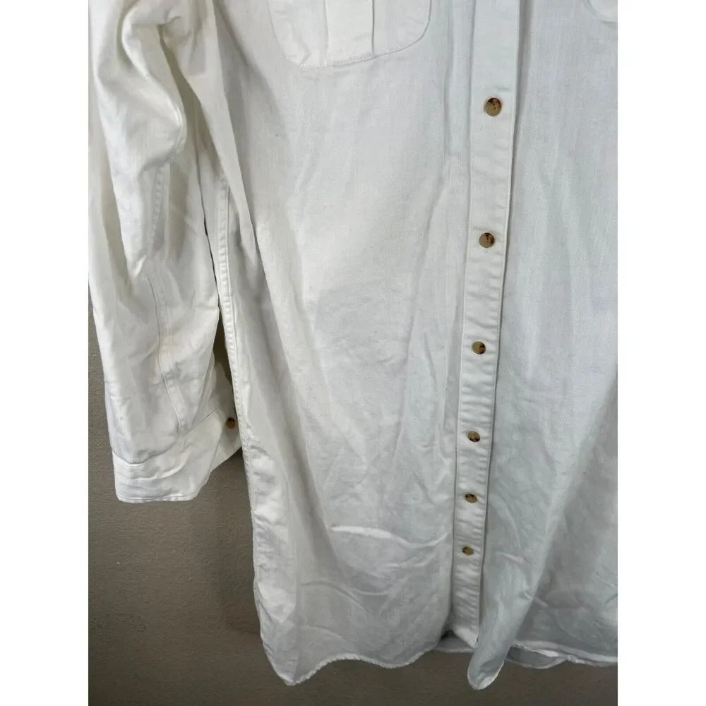 Lauren Jean Co Ralph Lauren White Button-Up Shirt Dress Pockets VTG LRL Classic - Picture 9 of 16